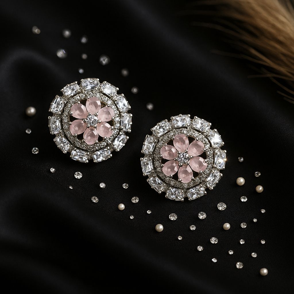 Silver-plated American diamond Studs