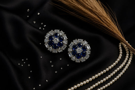 Silver-plated American Diamond Studs