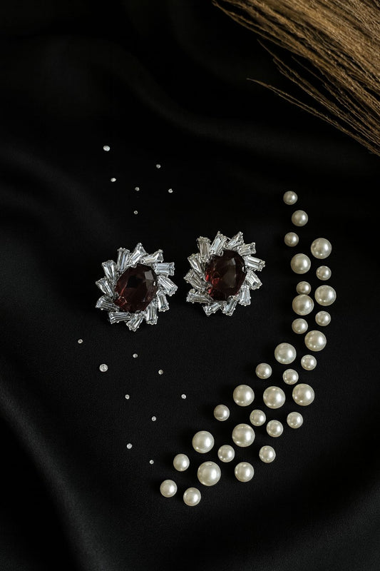 Silver-plated American Diamond Studs