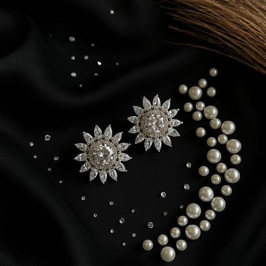 Silver-plated American Diamond Studs